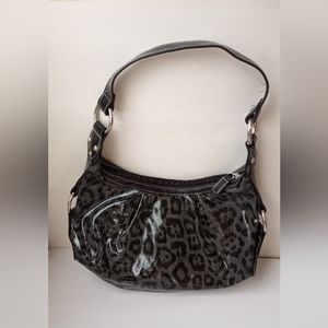 Black cheetah print handbag